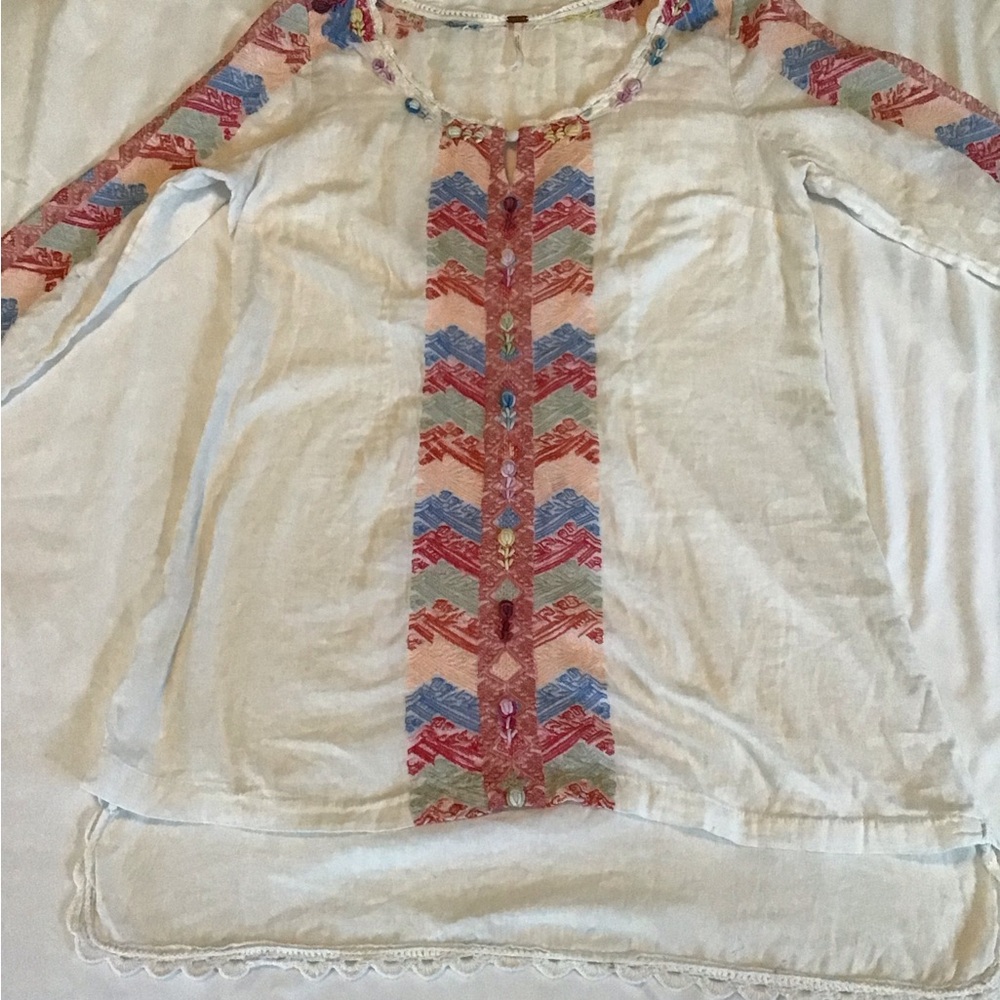 Boho Long Sleeve Mini Dress with Colorful Embroidered Pattern